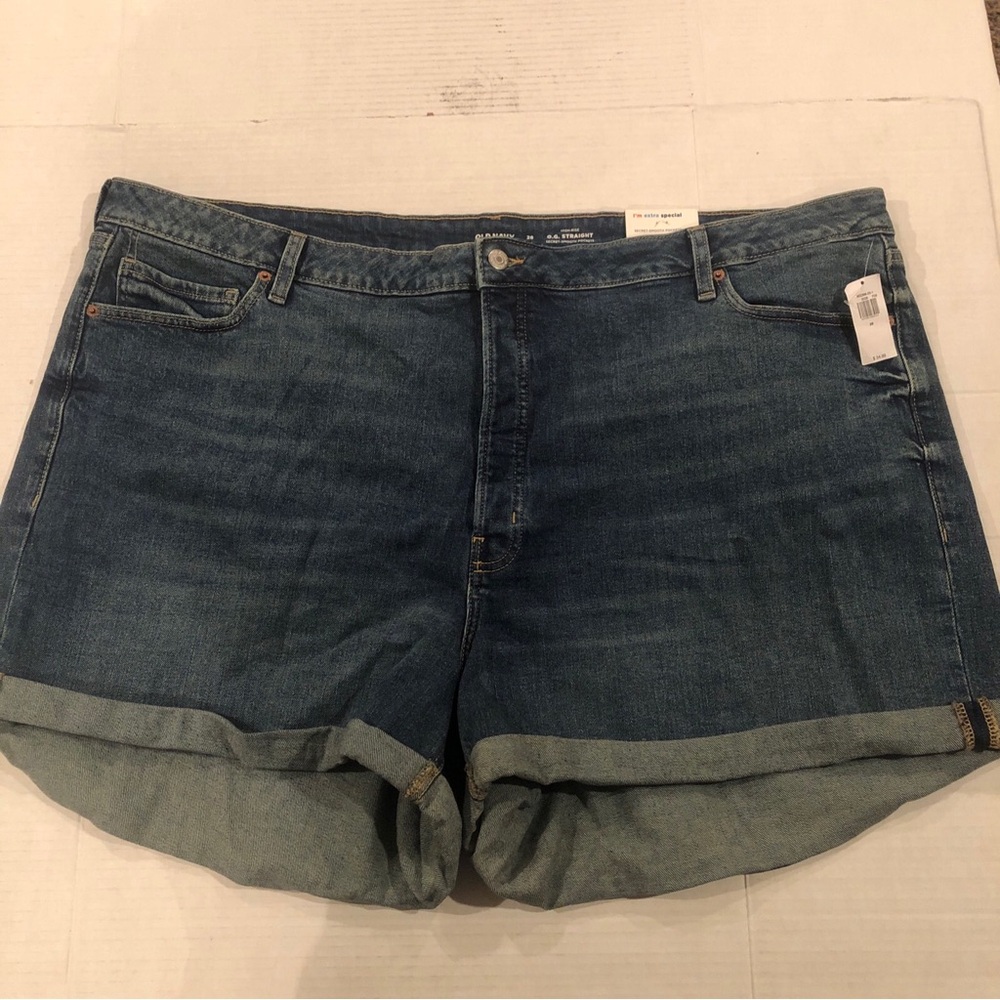 Old Navy Womens 28 High Rise O.G. Straight Secret Pockets Blue Denim Jean Shorts
